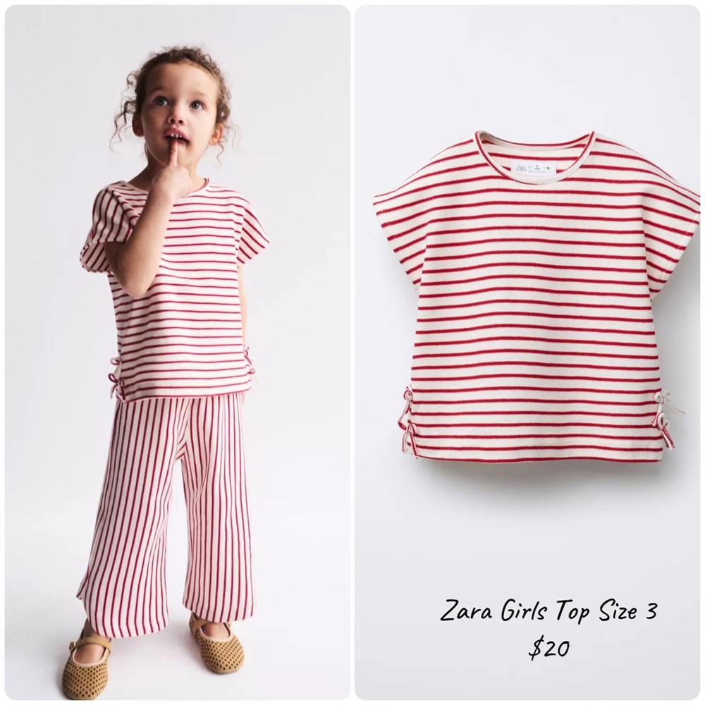 Zara Kids Red and White Striped Tee